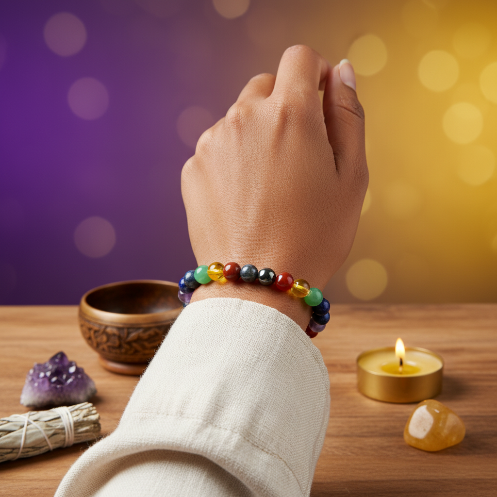Certified 7 Chakra Bracelet with Natural Stones | Balances Energy & Promotes Harmony