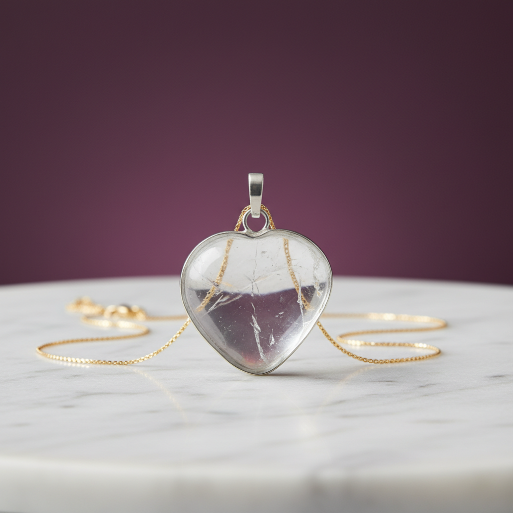 Clear Quartz Heart Pendant