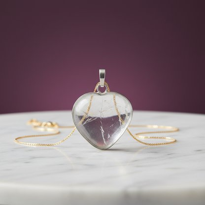 Clear Quartz Heart Pendant