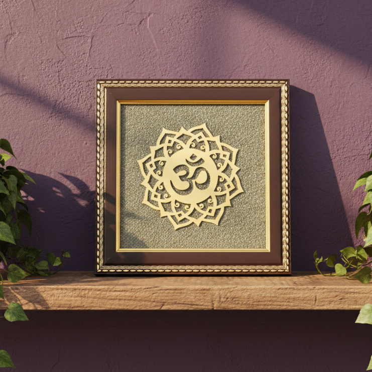 Om Symbol Raw Pyrite Frame