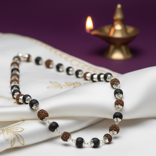 Rudraksha & Karungali Cap Mala for Protection, Focus & Spiritual Strength