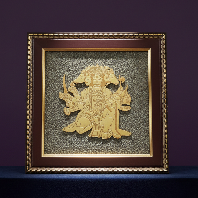 Panchamukhi Hanuman Raw Pyrite Frame