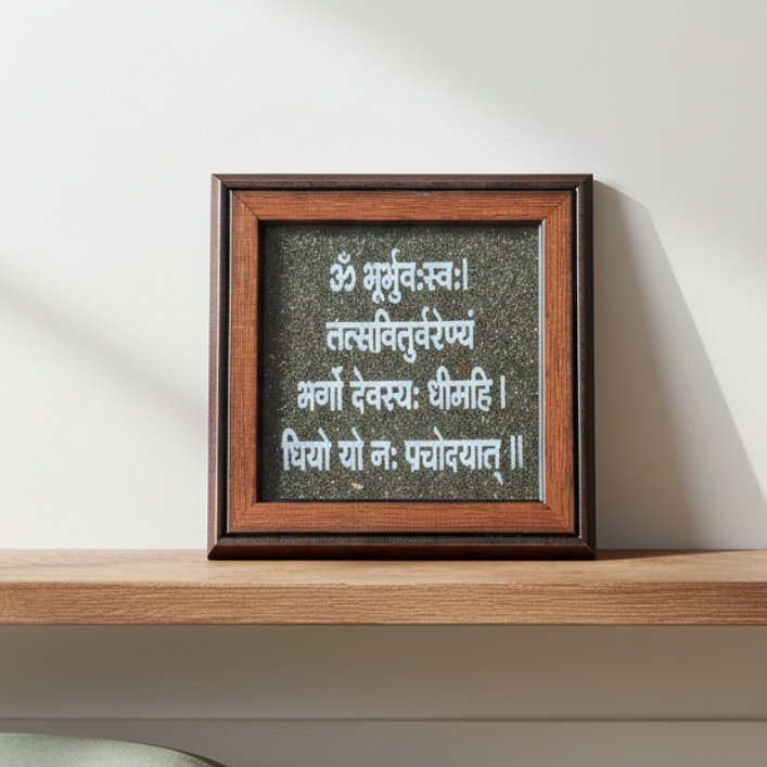 Gayatri Mantra Crystal Frame for Wisdom, Peace & Positive Energy