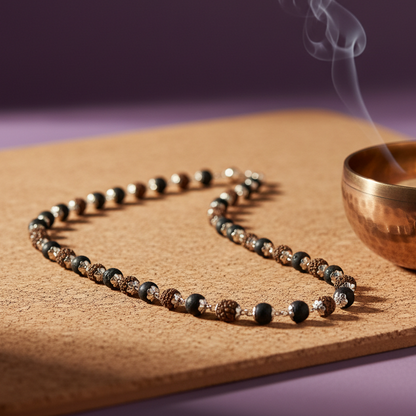Rudraksha & Karungali Cap Mala for Protection, Focus & Spiritual Strength