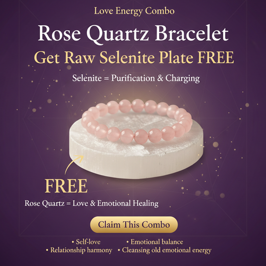 Rose Quartz Bracelet with Raw Selenite Plante Combo