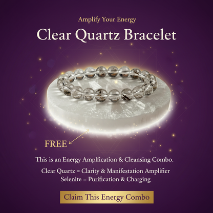 Clear Quartz Bracelet with Raw Selenite Plante Combo