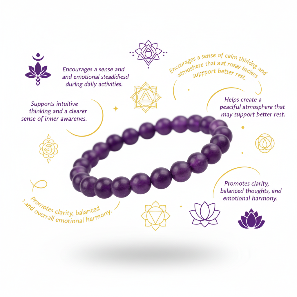 Certified Amethyst Bracelet | For Stress Relief, Intuition & Positive Energy