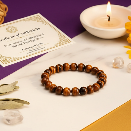 Tiger Eye Energy Bracelet | Enhances Confidence, Motivation & Stability | Certified Healing Stone