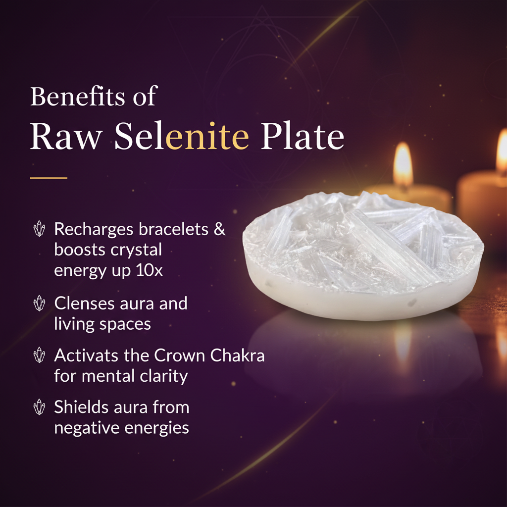 Raw Moroccan Selenite Charging Plate – Cleanse & Recharge Crystals Naturally
