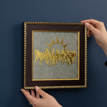 7 Horses Sun Frame on Raw Pyrite