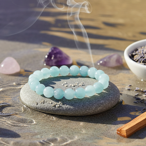 Aquamarine Round Beads Bracelet