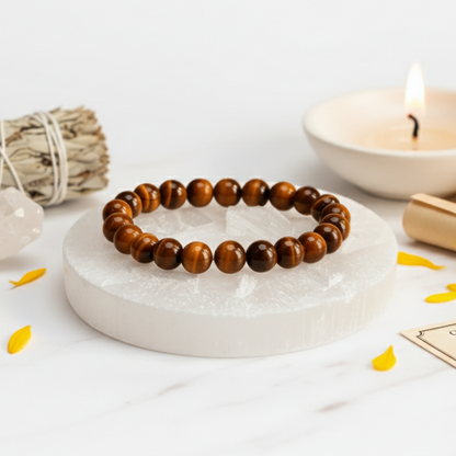 Tiger Eye Bracelet + Free Raw Selenite Plate