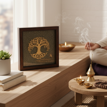 Tree of Life Frame on Raw Pyrite