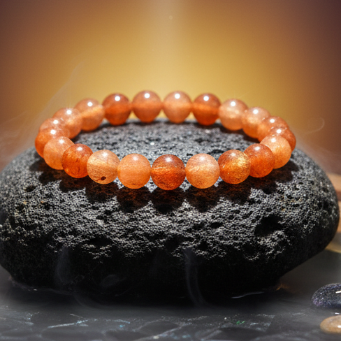 Certified Sunstone Gemstone Bracelet for Strength, Optimism & Abundance