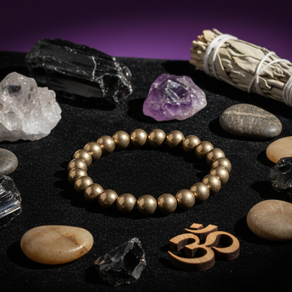 Pyrire Bracelet with Raw Selenite Plante Combo