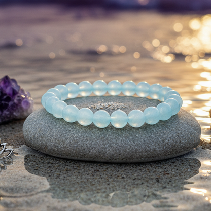 Aquamarine Round Beads Bracelet