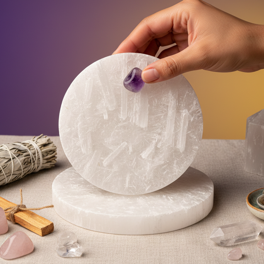 Raw Moroccan Selenite Charging Plate – Cleanse & Recharge Crystals Naturally