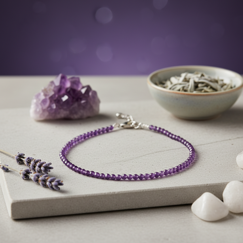 Amethyst Stone Anklet (2mm)