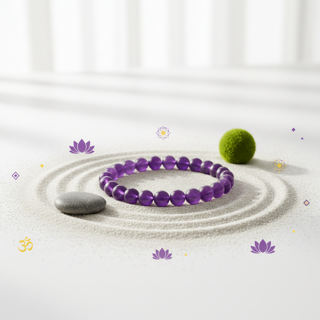 Certified Amethyst Bracelet | For Stress Relief, Intuition & Positive Energy