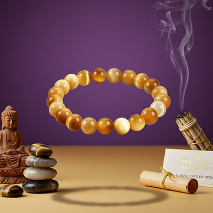 Certified Cat’s Eye Bracelet for Protection, Intuition & Good Fortune | Shields from Evil Eye | With Certificate