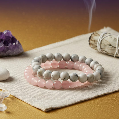 Rose Quartz & Moonstone Bracelets