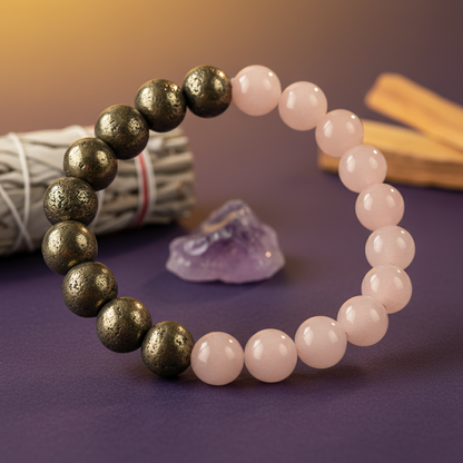 Rose Quartz & Pyrite Bracelet