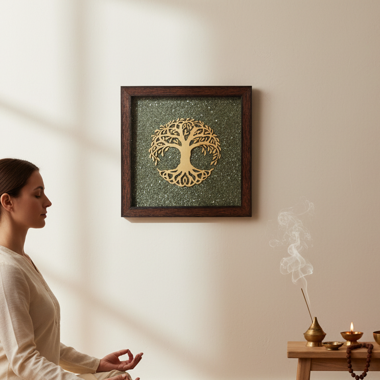 Tree of Life Frame on Raw Pyrite