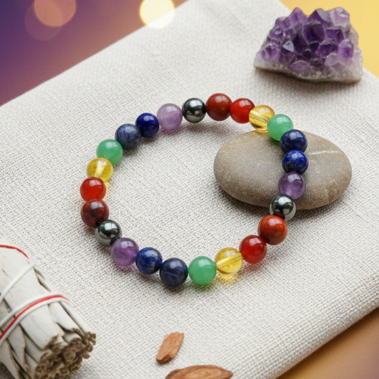 Certified 7 Chakra Bracelet with Natural Stones | Balances Energy & Promotes Harmony