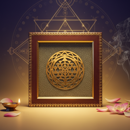 Shree Yantra Frame on Raw Pyrite