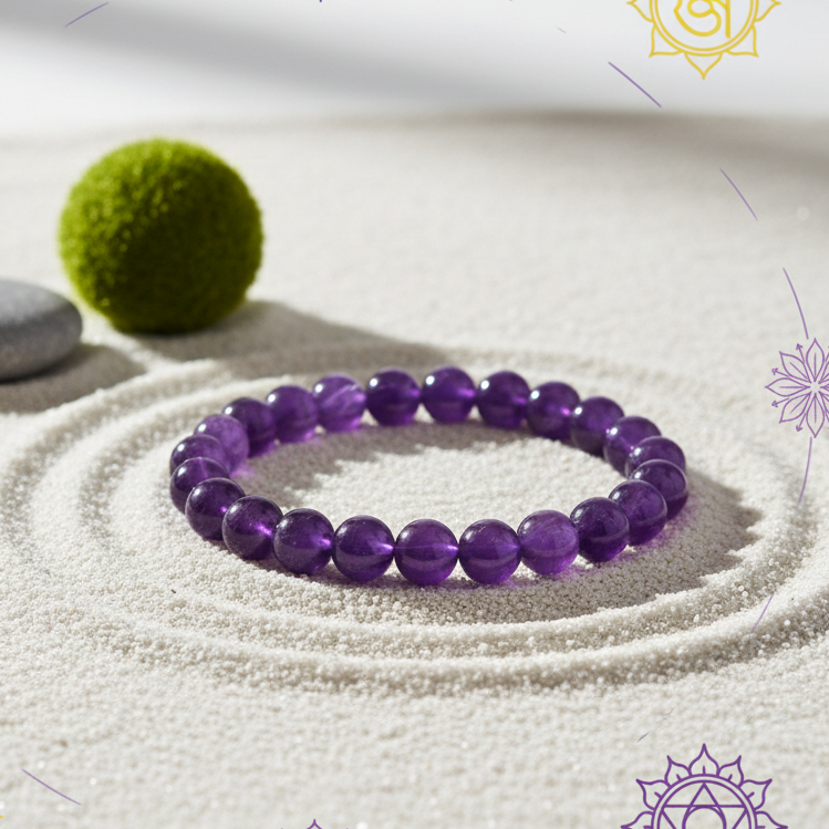 Certified Amethyst Bracelet | For Stress Relief, Intuition & Positive Energy