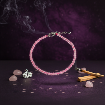 Rose Quartz Stone Anklet (2mm)