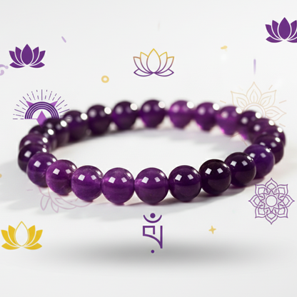 Certified Amethyst Bracelet | For Stress Relief, Intuition & Positive Energy