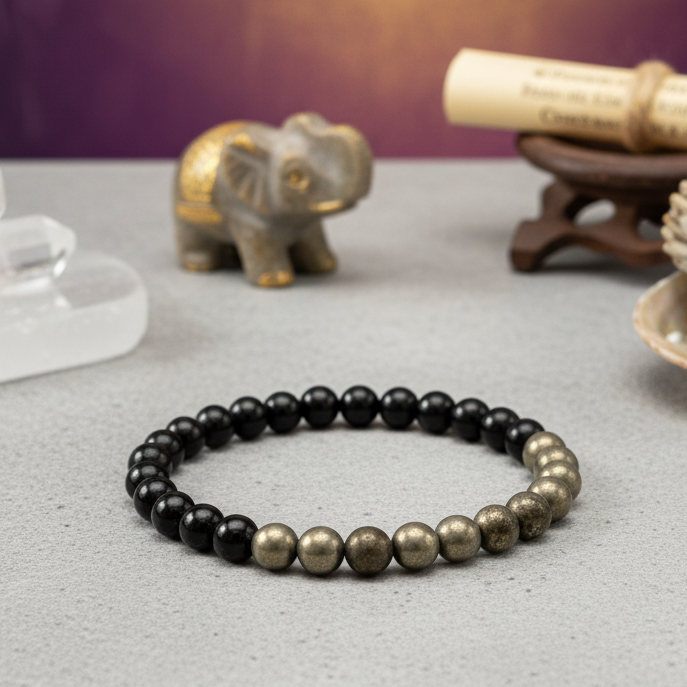Pyrite & Black Tourmaline Bracelet