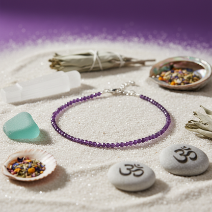 Amethyst Stone Anklet (2mm)