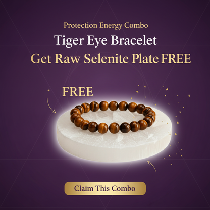 Tiger Eye Bracelet + Free Raw Selenite Plate