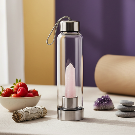 Rose Quartz Crystal Water Bottle